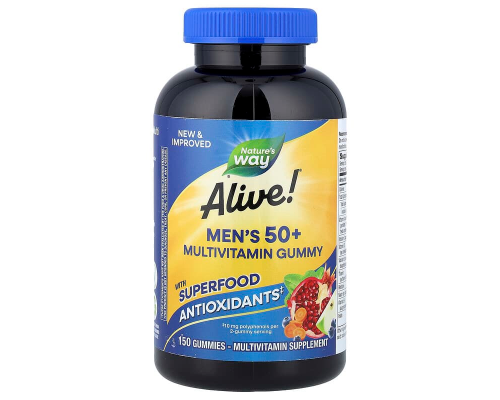 Мультивитамины для мужчин старше 50 лет, Alive! Men's 50+, Nature's Way, вкус фруктов, 150 жевательных таблеток