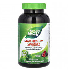Магний цитрат, Magnesium Gummy, Nature's Way, со вкусом ягод, 100 мг, 90 жевательных конфет