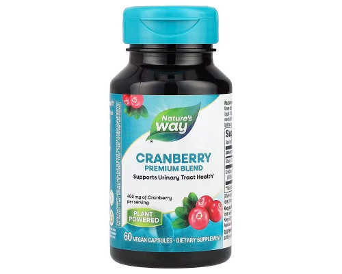 Клюква, Cranberry, Nature's Way, премиум смесь, 400 мг, 60 веганских капсул