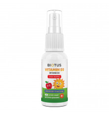 Витамин D3, Vitamin D3, Biotus, спрей для детей, вкус яблока, 200 МЕ/5 мкг, 30 мл