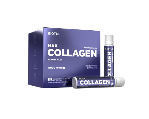 Коллаген Макс, Collagen Max, Biotus, вкус Лесные ягоды, 30 флаконов (по 25 мл каждый)