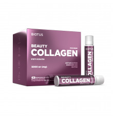 Бьюти коллаген, Beauty Collagen, Biotus, 5000 мг, вкус вишни, 30 флаконов  (каждый по 25 мл)