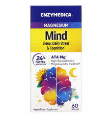 Магний для сна, противодействия стрессу и поддержки когнитивных функций, Magnesium, Enzymedica, 60 капсул