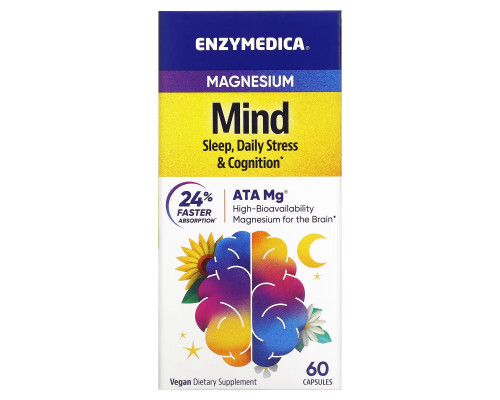 Магний для сна, противодействия стрессу и поддержки когнитивных функций, Magnesium, Enzymedica, 60 капсул