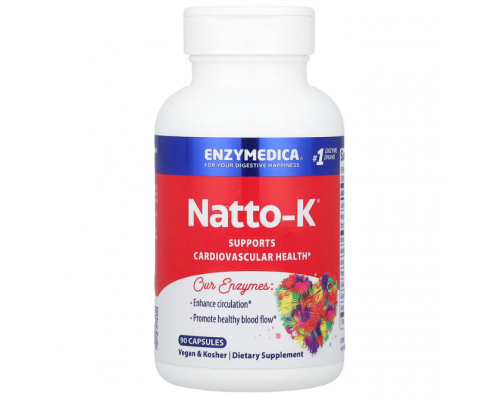 Наттокиназа, Natto-K, Enzymedica, сердечно-сосудистая, 90 капсул
