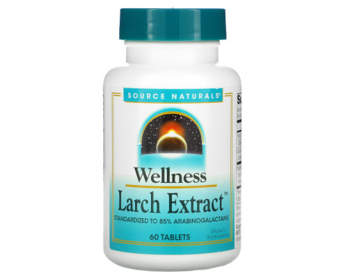 Лиственница, Larch, Source Naturals, Wellness, экстракт, 60 таб.