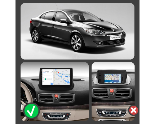 Штатная магнитола Lesko для Renault Fluence I 2009-2013 экран 9" 2/32Gb Wi-Fi GPS Base
