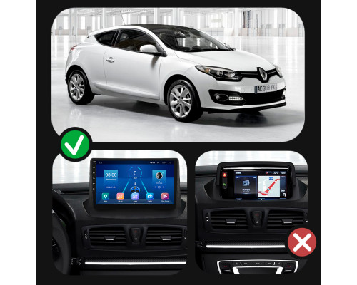 Штатная магнитола Lesko для Renault Megane III Рестайлинг 2 2014-2016 экран 9" 4/32Gb 4G Wi-Fi GPS Top