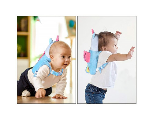 Детская защитная подушка - рюкзак Tochang для защиты головы при падении подголовник Единорог