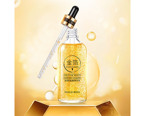 Сыворотка для лица питательная антивозрастная с экстрактом золота IMAGES Gold Flakes Gold Foil Beauty Essence Liquid 100 мл