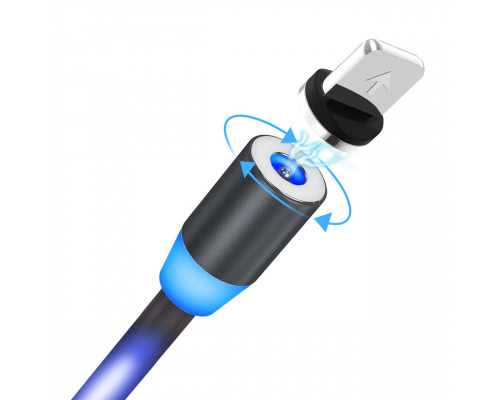 Магнитный кабель для зарядки светящийся Topk USB 1m Z-line LED Llightning Black