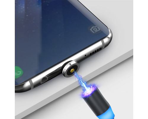 Магнитный кабель для зарядки светящийся Topk USB 1m Z-line LED Llightning Black