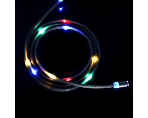 Магнитный кабель для зарядки светящийся Topk USB 1m Z-line LED Llightning Black