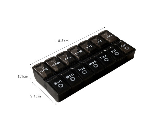 Таблетница органайзер для таблеток Day-Night на 14 отделений Black