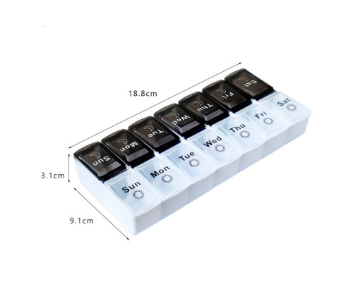 Таблетница органайзер для таблеток Day-Night на 14 отделений Black + White