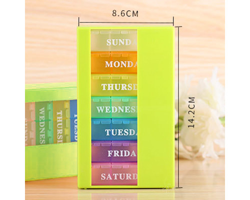 Таблетница органайзер для таблеток FY-8830 на 21 отделение Green