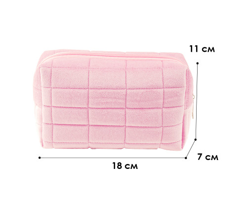 Женская косметичка 34018 несесер органайзер дорожная бьюти кейс плюшевая Pink