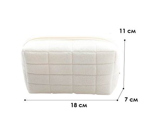 Женская косметичка 34018 несесер органайзер дорожная бьюти кейс плюшевая White