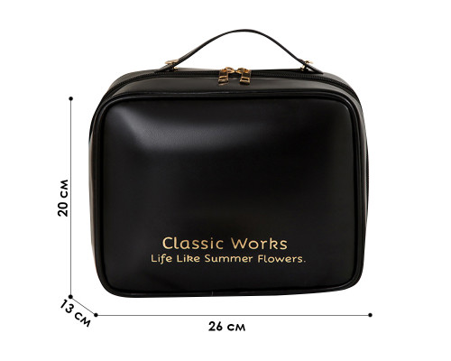 Органайзер косметичка BK-HZB-12 для хранения косметики компактный бьюти бокс переносной на молнии и с ручкой Black
