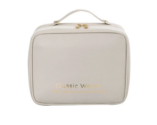 Органайзер косметичка BK-HZB-12 для хранения косметики компактный бьюти бокс переносной на молнии и с ручкой White