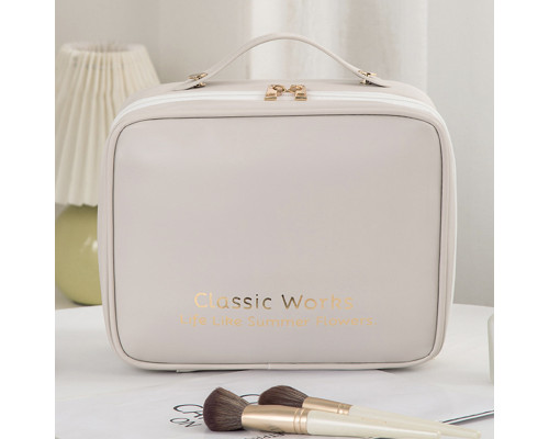 Органайзер косметичка BK-HZB-12 для хранения косметики компактный бьюти бокс переносной на молнии и с ручкой White