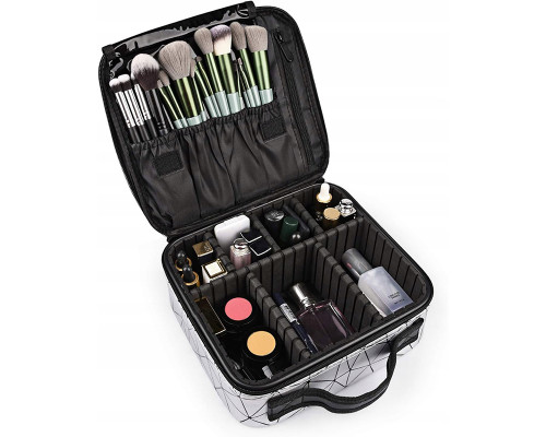 Органайзер косметичка MIRRAND ZY-0122 для хранения косметики компактный бьюти бокс переносной на молнии и с ручкой 26*24*10 см Silver