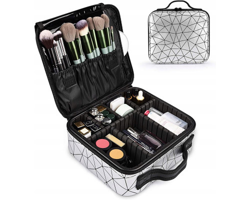 Органайзер косметичка MIRRAND ZY-0122 для хранения косметики компактный бьюти бокс переносной на молнии и с ручкой 26*24*10 см Silver