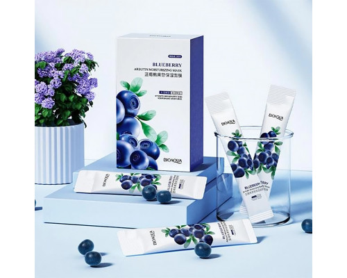 Ночная маска для лица в стиках Bioaqua Blueberry Arbutin Moisturizing Mask с экстрактом черники 4 мл 20 шт