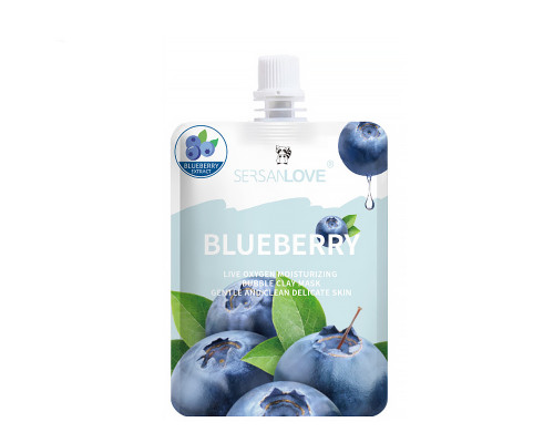 Кислородная маска для лица SERSANLOVE Blueberry Live Oxygen Moisturizing Bubble Clay Mask с экстрактом черники
