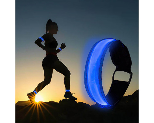 Светодиодный LED браслет на руку для бега спорта Blue
