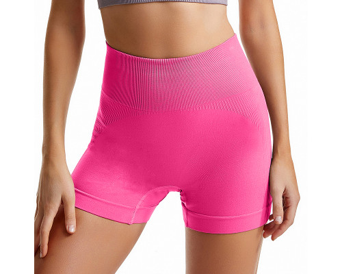 Шорты женские 1802# бесшовные для фитнеса пуш ап push up Розовый электрик S