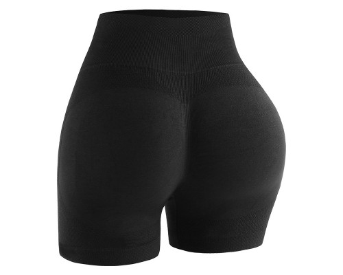 Шорты женские 545# бесшовные для фитнеса пуш ап push up Черный L