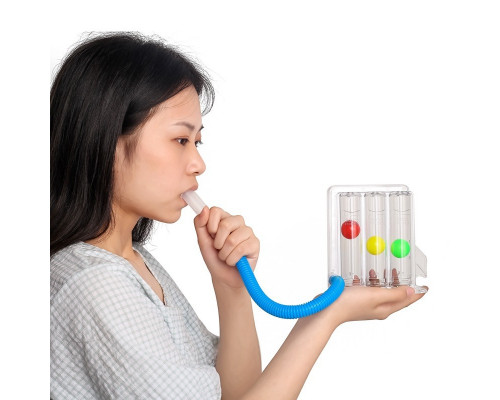 Дыхательный тренажер TRI-BALL для дыхательных упражнений для реабилитации спирометр