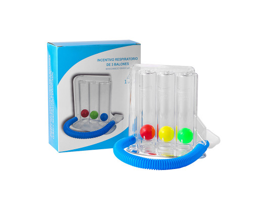 Дыхательный тренажер TRI-BALL для дыхательных упражнений для реабилитации спирометр