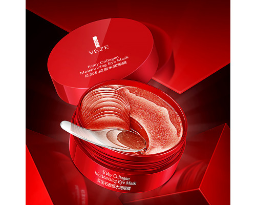 Гидрогелевые патчи в банке с рубиновым коллагеном Veze Ruby Collagen Moisturizing Eye Mask 80 г