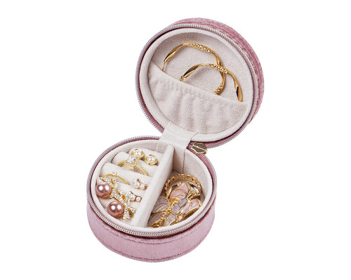Органайзер шкатулка Casegrace SP-01306 для украшений и ювелирных изделий бархатная на молнии Pink