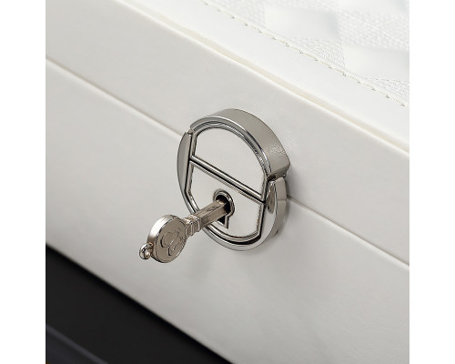 Шкатулка Casegrace SP-01130 для украшений и ювелирных изделий с зеркалом на замке с ключом White