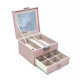 Шкатулка Casegrace SP-01143 для украшений и ювелирных изделий двухуровневая с зеркалом на замке с ключом 16*16*11 см Pink