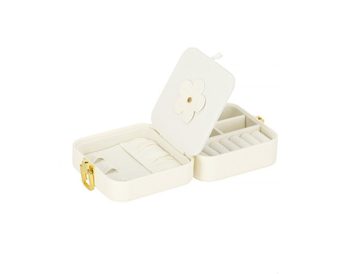Шкатулка Casegrace SP-01194 для украшений и ювелирных изделий портативная с зеркалом на защелке White