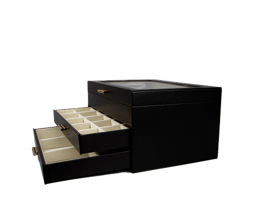 Шкатулка Casegrace SP-01223 для украшений и ювелирных изделий трехуровневая 26,5*18*13,5 см Black