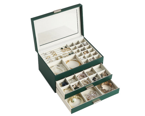 Шкатулка Casegrace SP-01223 для украшений и ювелирных изделий трехуровневая 26,5*18*13,5 см Green