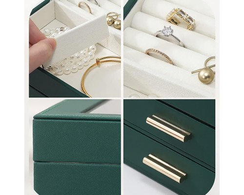 Шкатулка Casegrace SP-01223 для украшений и ювелирных изделий трехуровневая 26,5*18*13,5 см Green