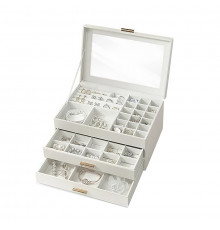 Шкатулка Casegrace SP-01223 для украшений и ювелирных изделий трехуровневая 26,5*18*13,5 см White