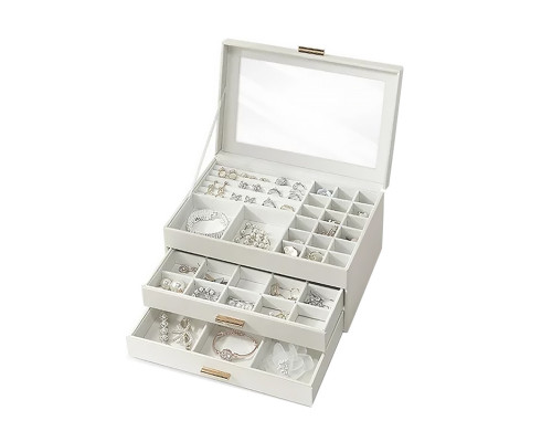 Шкатулка Casegrace SP-01223 для украшений и ювелирных изделий трехуровневая 26,5*18*13,5 см White