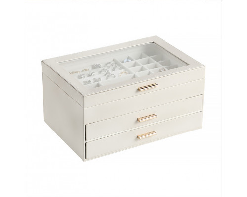 Шкатулка Casegrace SP-01223 для украшений и ювелирных изделий трехуровневая 26,5*18*13,5 см White