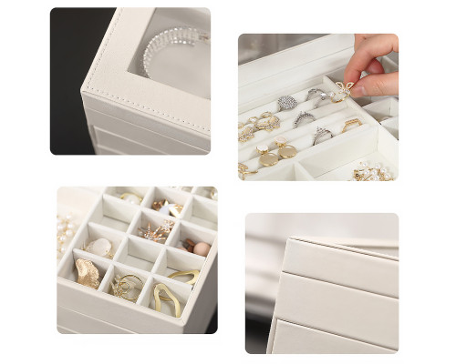 Шкатулка Casegrace SP-01223 для украшений и ювелирных изделий трехуровневая 26,5*18*13,5 см White