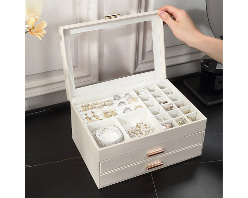 Шкатулка Casegrace SP-01223 для украшений и ювелирных изделий трехуровневая 26,5*18*13,5 см White