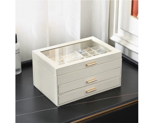 Шкатулка Casegrace SP-01223 для украшений и ювелирных изделий трехуровневая 26,5*18*13,5 см White