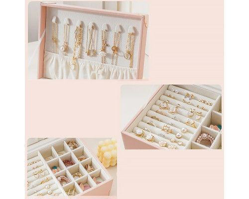 Шкатулка Casegrace SP-01261 для украшений и ювелирных изделий двухуровневая  23*17*12 см Pink