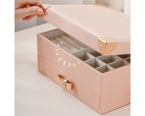Шкатулка Casegrace SP-01261 для украшений и ювелирных изделий двухуровневая  23*17*12 см Pink